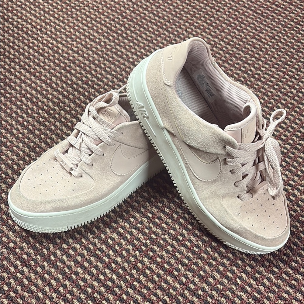 Nike White and Pink Sneakers Air Force 1